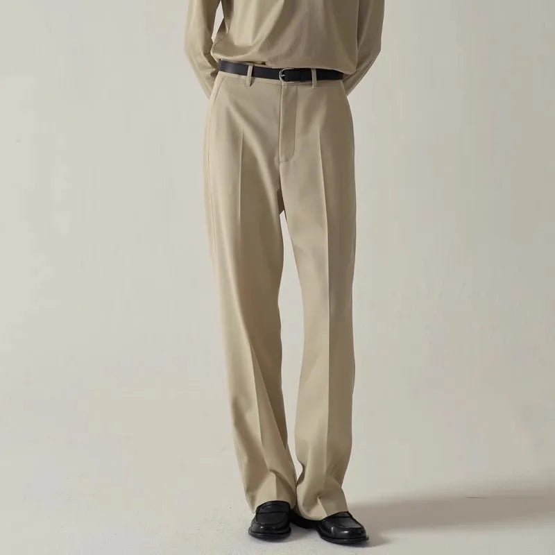 Casual Wool Suit Trousers Female High Waist Loose Straight Pant Women