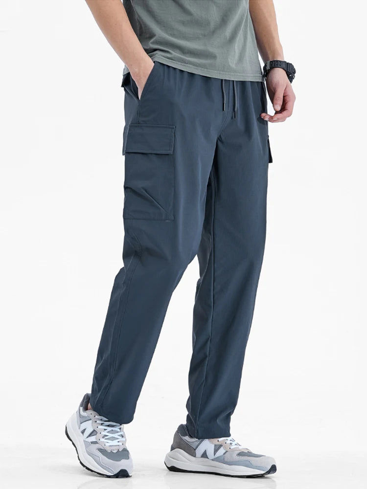 Summer Cargo Pants Men Sportswear Light Thin Breathable Loose Casual Trousers