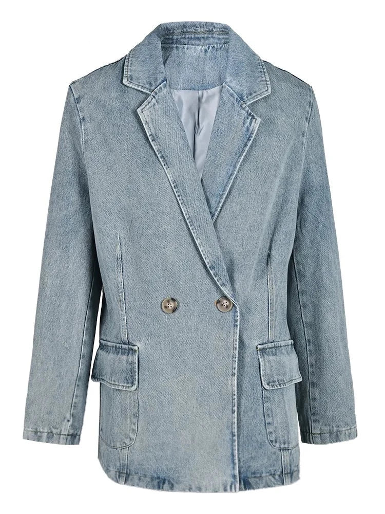 Denim Vintage Jacket Loose Lapel Long Sleeve Women Coat Tide Spring Autumn