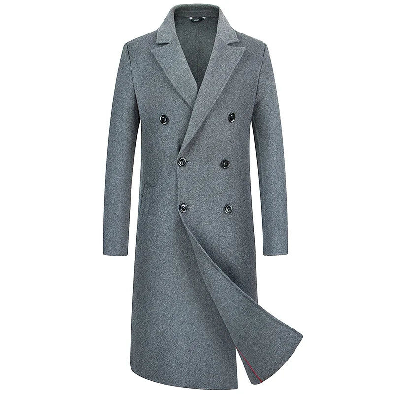 Wool Handmade Double-sided Woolen Coat Windbreaker Men's Long Over The Knee