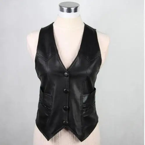 Genuine Leather Vest Women Winter spring Jackets Waistcoat