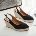 Wedge Retro Embroidery Women Sandals Female Pointed Toe Slippers