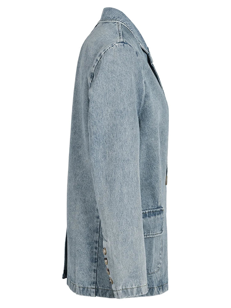 Denim Vintage Jacket Loose Lapel Long Sleeve Women Coat Tide Spring Autumn