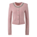 Autumn Winter Beading Cardigan Sweaters Women Knitting Tops Knitwear Pink