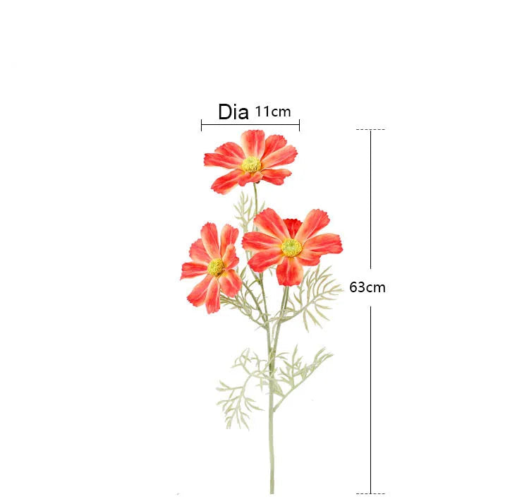 6Pc Hand Feel Gesang Flower Real Touch Artificial Flowers Cosmos for Home Desktop Decoration Bridal Bouquet Wedding Party Floral