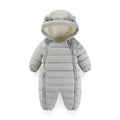 Baby Boys Girls Winter Snowsuit Hooded Double Zipper Romper Thicken Warm Jumpsuit Coat