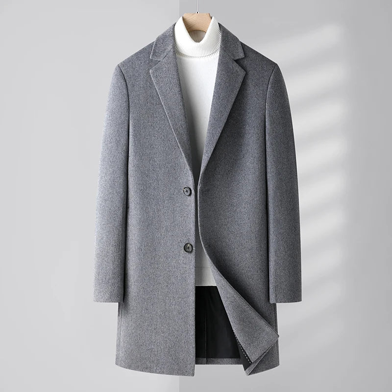 Handsome Trend Woolen Coat Men's Autumn and Winter Cashmere Thickened Warm Coat Thick