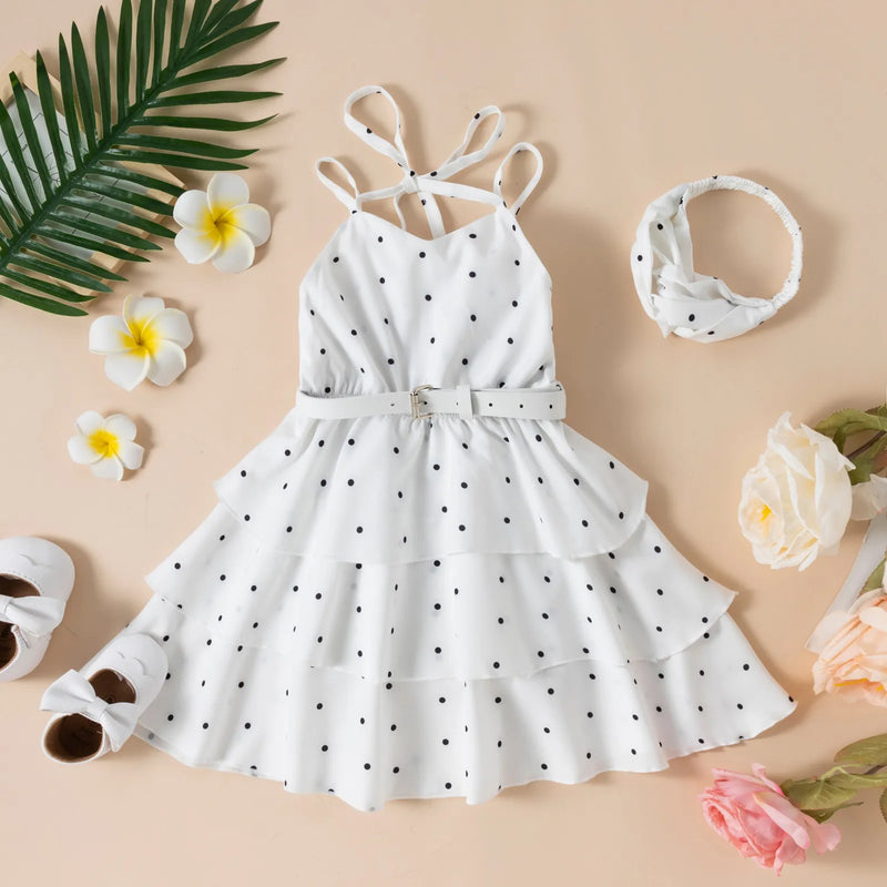 Princess Kids Baby Dress For Girls Dots Dress Sleeveless Ruffle Party Birthday Baptism Dress For Girl Summer Dresses