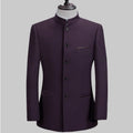 Mandarin Stand Collar Business Casual Wedding Slim Fit Blazer Men Casual Suit Jacket Male Coat