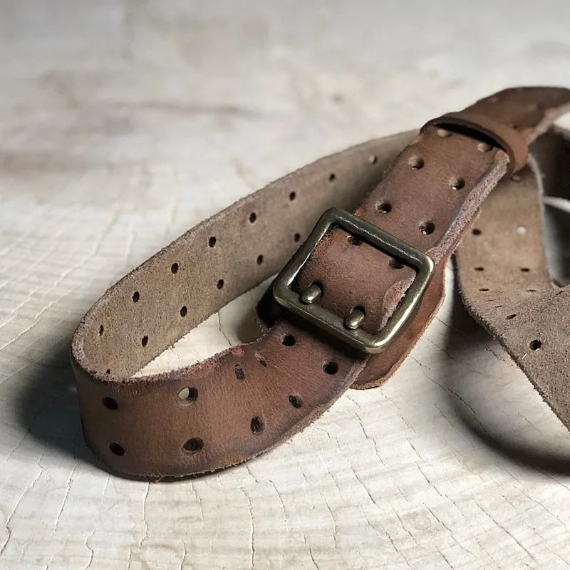 Original Handmade Double-needle Buckle Men's Belt Jeans Belt Genuine Leather Tactical Belt