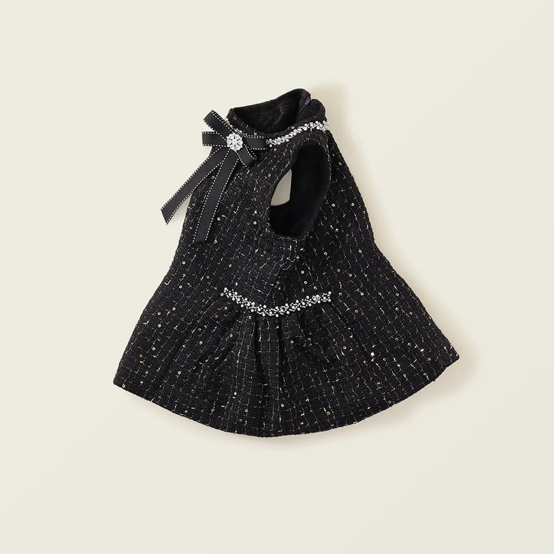 Autumn Girls Coarse Tweed Sleeveless Vest Dress Winter Baby Black Elegant Dress Kids Dresses for Girls