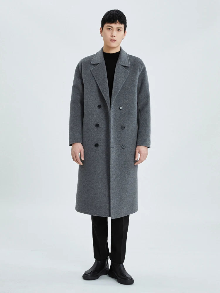 Men Coat Wool Winter Thickened Outerwear Coat Double Breasted Trench Coat