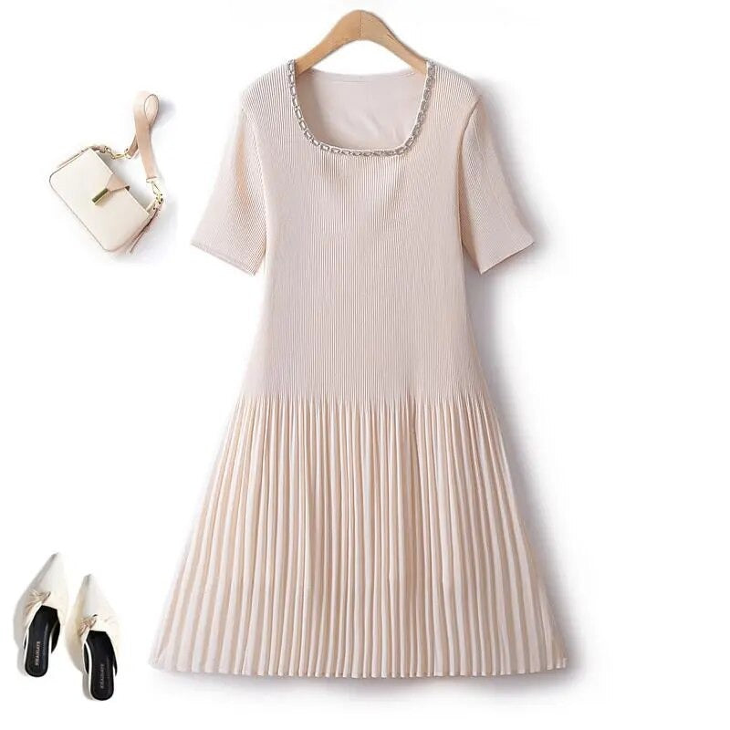 Elegant And Pretty Dresses For Women Summer European Chiffon Small Swing Pleated Female