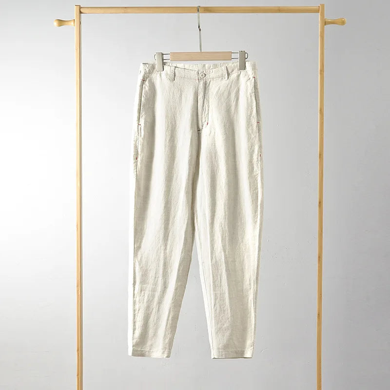 Spring and Summer Linen Pants Casual Men Retro Loose Breathable