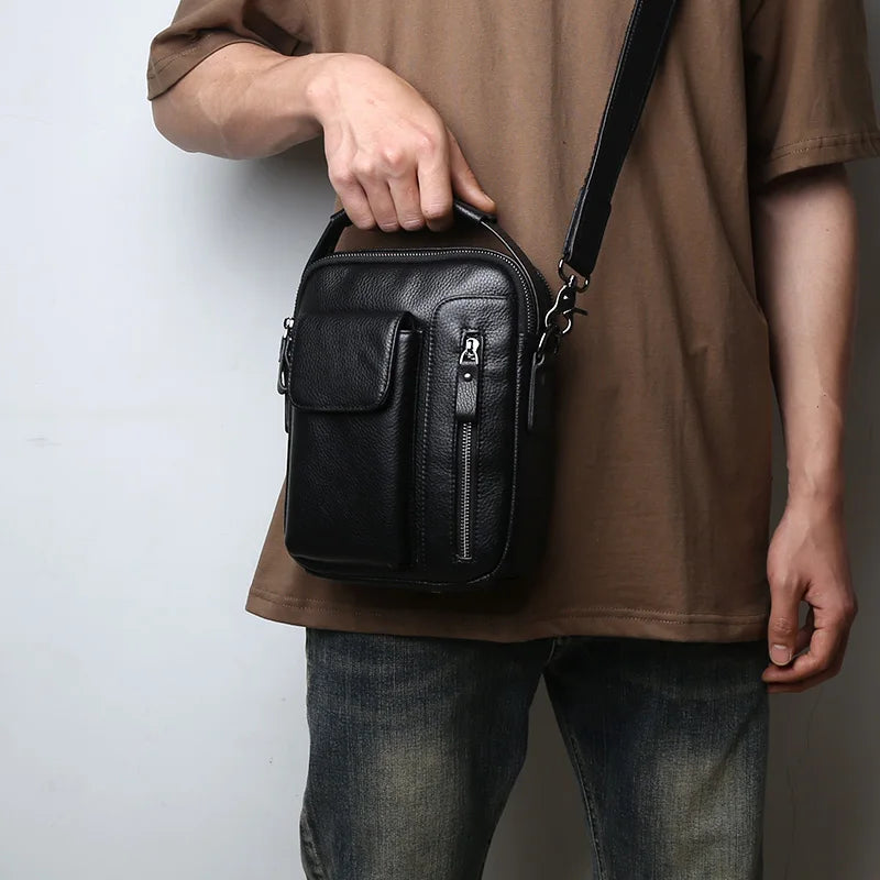 Handmade Shoulder Bag For Men Leather Crossbody Storage Bag Casual Retro