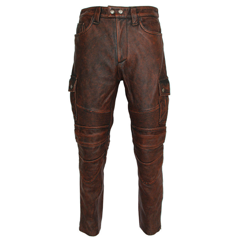 Motorcycle Leather Pants for Men Genuine Motor Biker Leather Pant Protectors Pantalones Moto