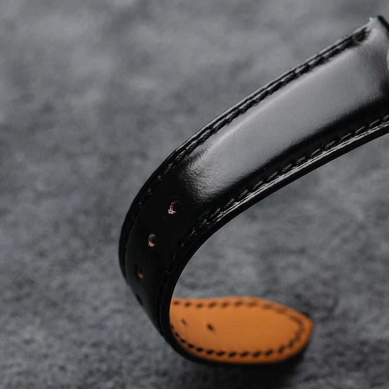 Leather Strap Quick Release Soft Black 18 20 22MM Classic Men's Strap with Vintage Style Bracelet