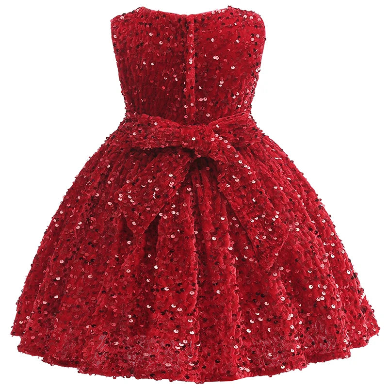 Baby Girl Dress Sequins Puffy Sleeveless Dress for Kids Wedding Birthday Costume Girls Princess Dress