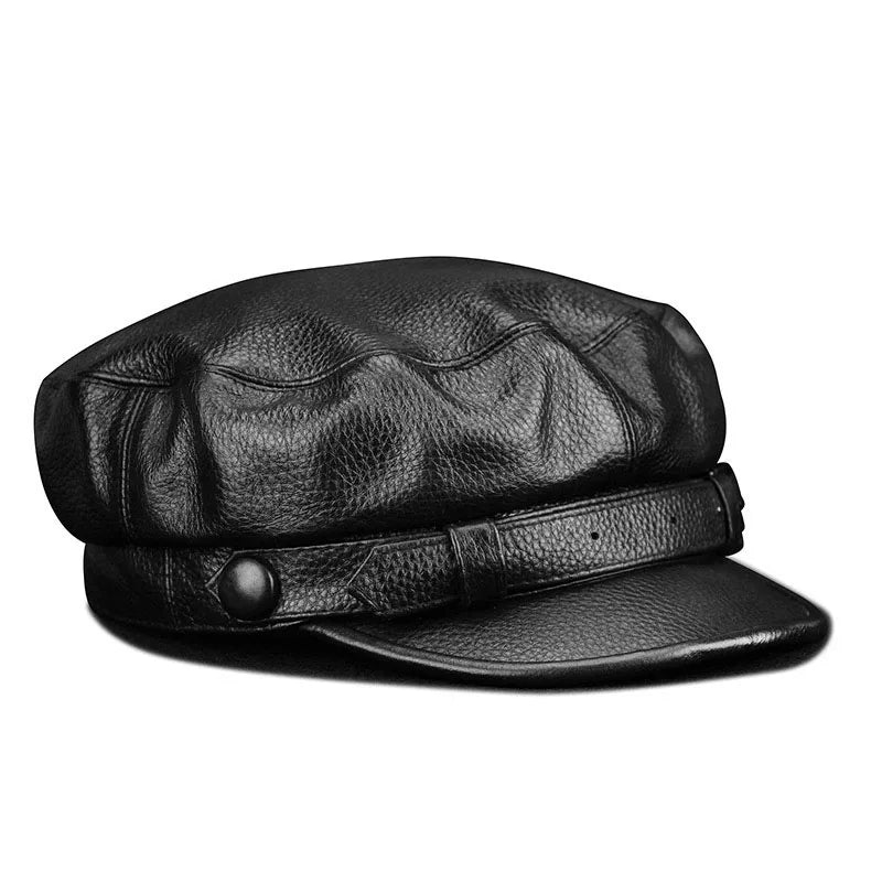 Autumn Leather Retro Visor Hat For Men Cap Street Soft Touch Bucket Women Hat