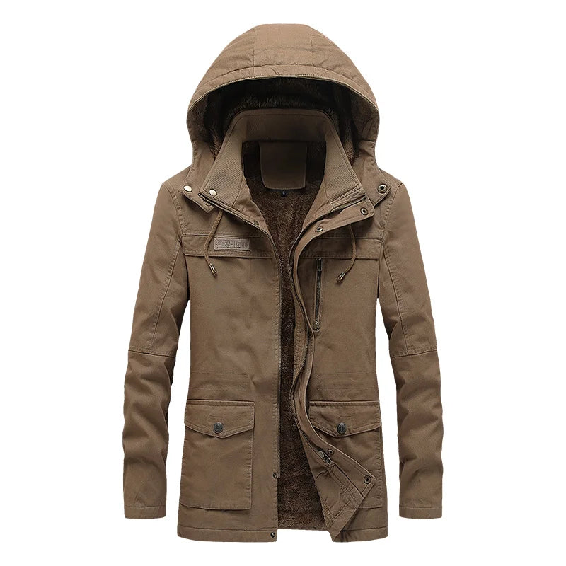 Men Casual Cotton-padded Jacket Warm Waterproof Crisp Breathable Wear Resistant Coats