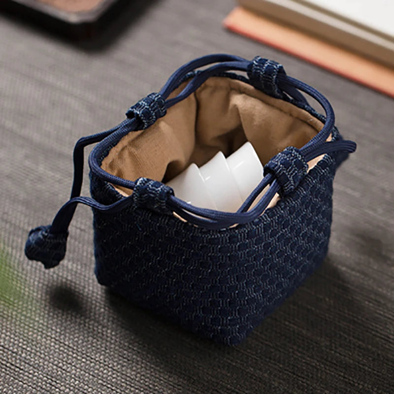 Retro Style Teapot Teacup Storage Bag Pouch Portable Outdoor Travel Master Cup Package Cloth Bag