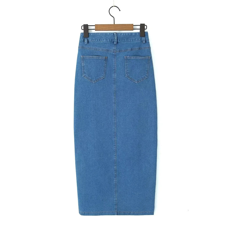 Streetwear Side Denim Skirts Women High Waist Zipper Sheath Skirts Summer