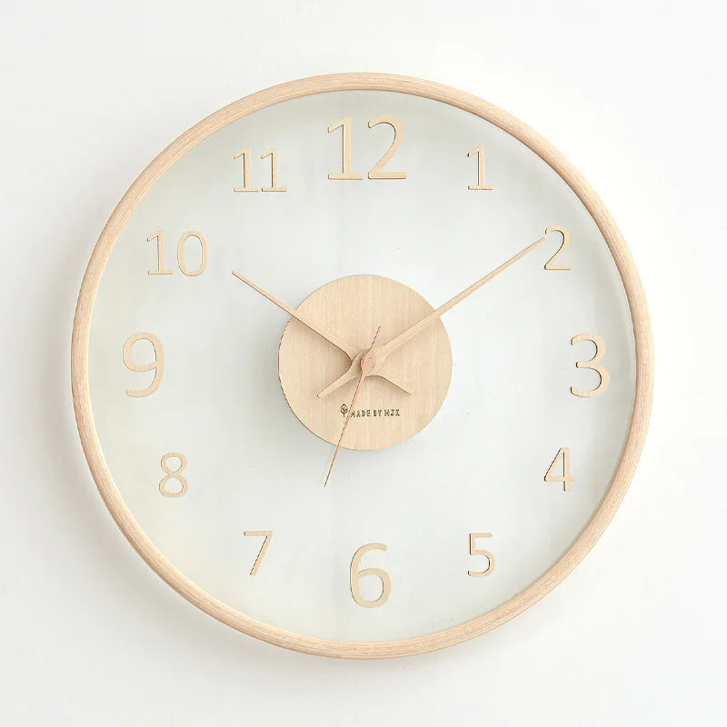 Nordic Creative Decoration Clock Solid Wood Wall Light Luxury Hanging Decor