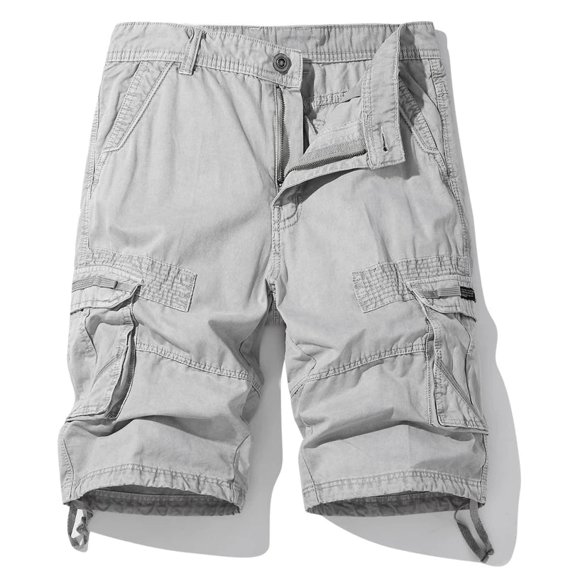 Summer Men's Cotton Cargo Shorts Casual Shorts Men Solid Outdoor Breathable