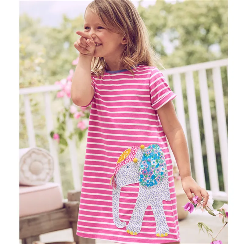 Applique Summer Cotton Birthday Dresses Kids Clothing Baby Frocks Costume Princess