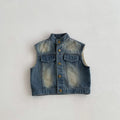 Children Denim Vest Solid Boys Sleeveless Jacket Baby Girls Versatile Cardigan Coat Kids Toddler Clothes