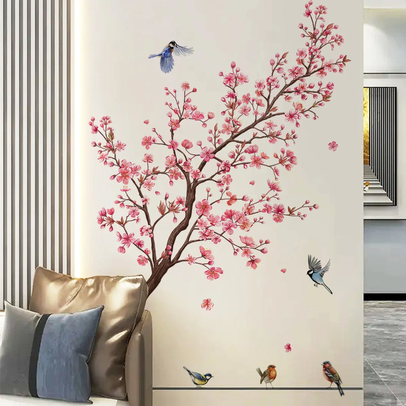 Blossom Flowers Branch Birds Floral Wall Stickers Furniture Background Wall Decals Murals