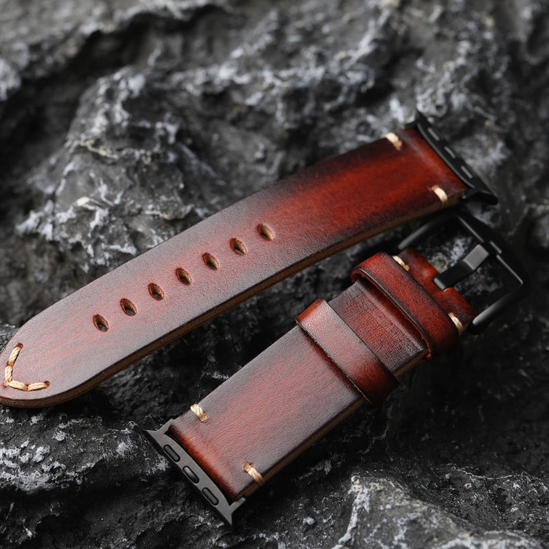 Handmade Genuine Leather Strap For iwatch Apple Watch Head Layer Thickened Bracelet 49MM 45MM 44MM Ultra2