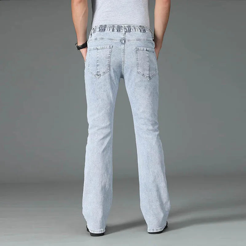 Flared Jeans Men Casual Retro Denim Pants Loose Trousers