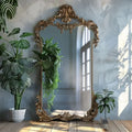 Retro floor full-length mirror carved mirror special-shaped mirror