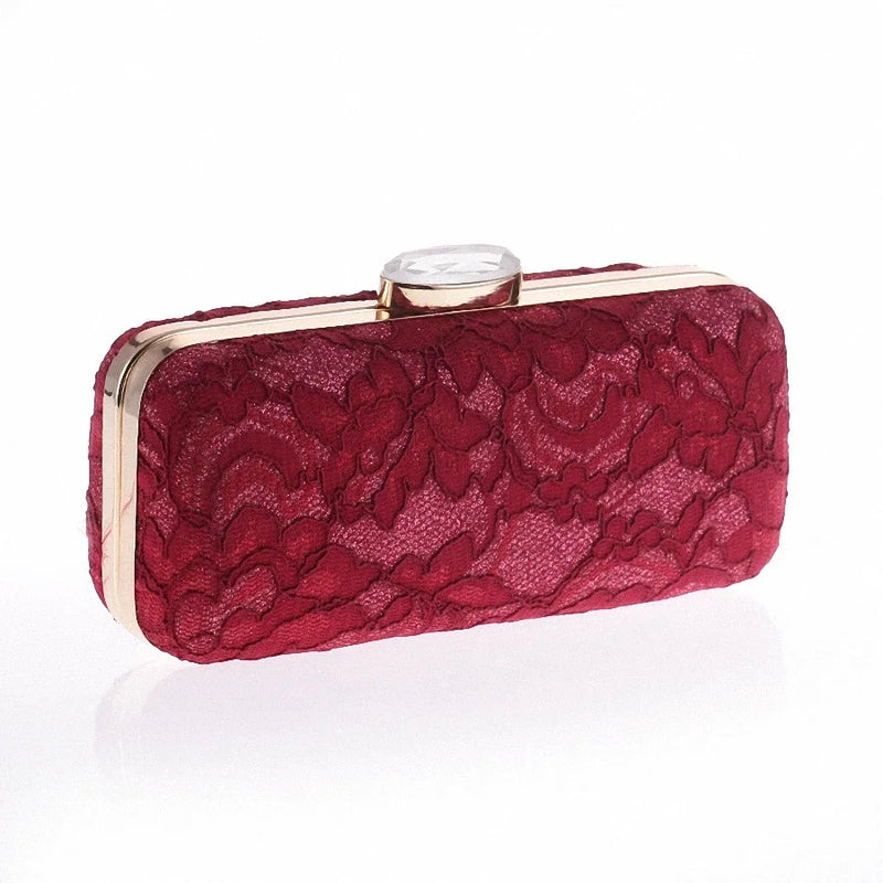 Lady Lace Evening Bags Women Wedding Party Dinner Handbags Metal  Bridal Box Clutches Shoulder Bag