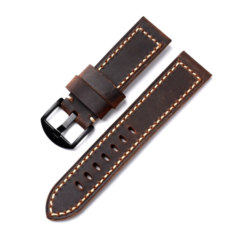 Hand-Stitched Leather Watchband Men's Military Watch Top Layer