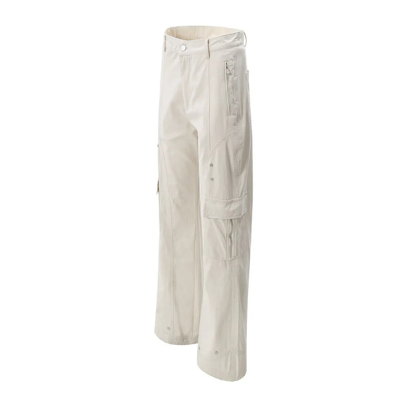 Cargo Flare Pants Men Spliced Retro Streetwear Loose Wide Leg Trousers Men