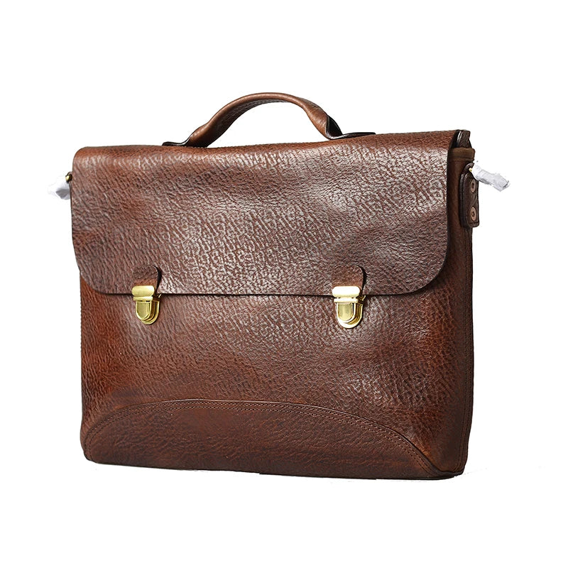 Handmade Leather Men Handbags Casual OL Laptop Briefcase Retro Leather