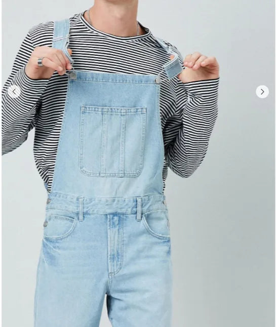 Men's Denim Suspender Pants Suspenders Jeans