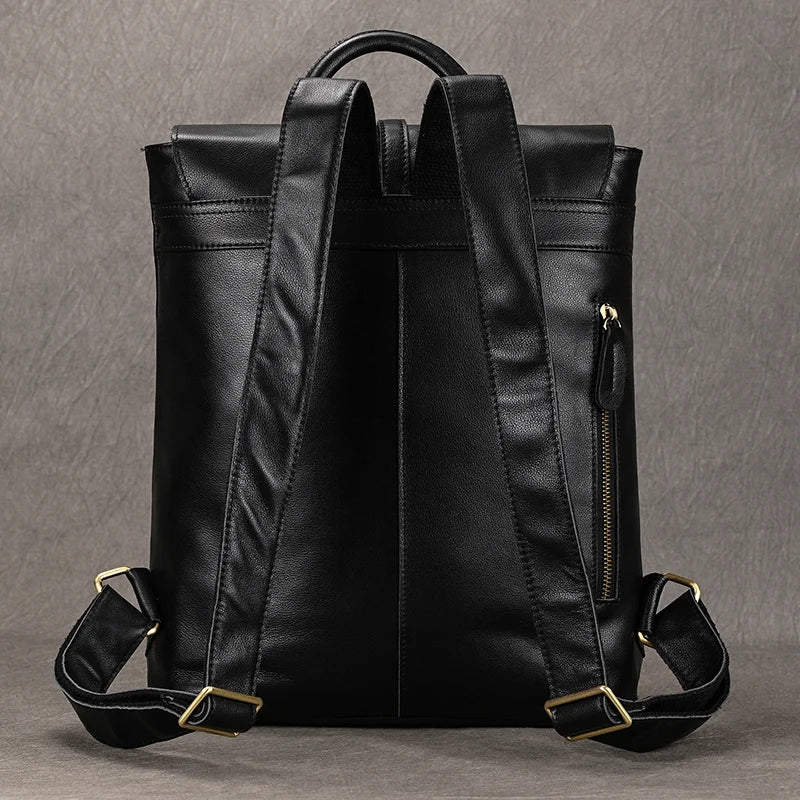 Genuine Leather Men Backpack Male Business Laptop Daypack