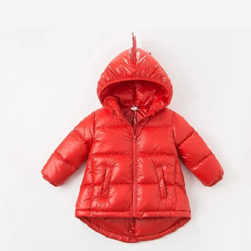 Children's dinosaur down jacket children's hooded solid down jacket cartoon winter coat