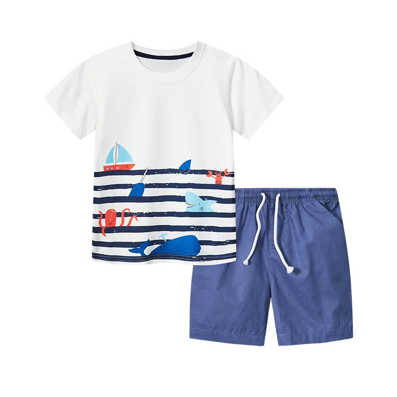 Toddler Boy Summer Clothes Casual Stripe T-shirt Shorts Baby Luxury Clothing Set