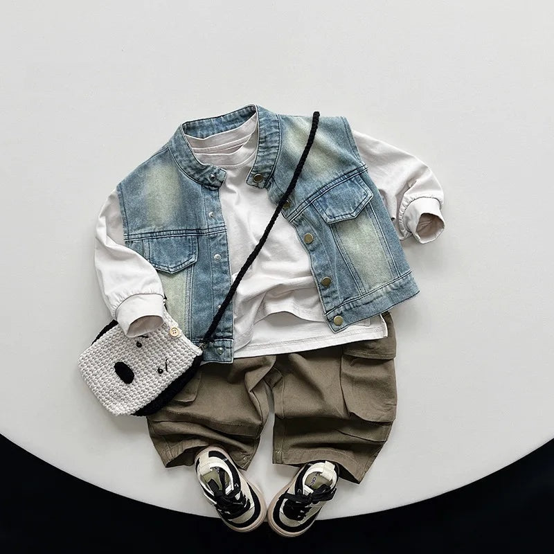 Denim Vest Spring Autumn Waistcoat for Kids Boys Casual Sleeveless Jackets Baby Vest for Girls