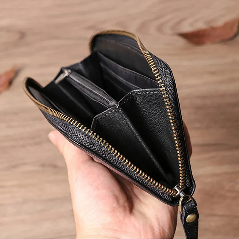 Men Genuine Leather Long Wallet Casual Clutch Bag Multi Card Money Clip Business