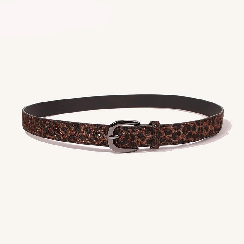 Leopard Simple Style For Women Pin Buckle Belt