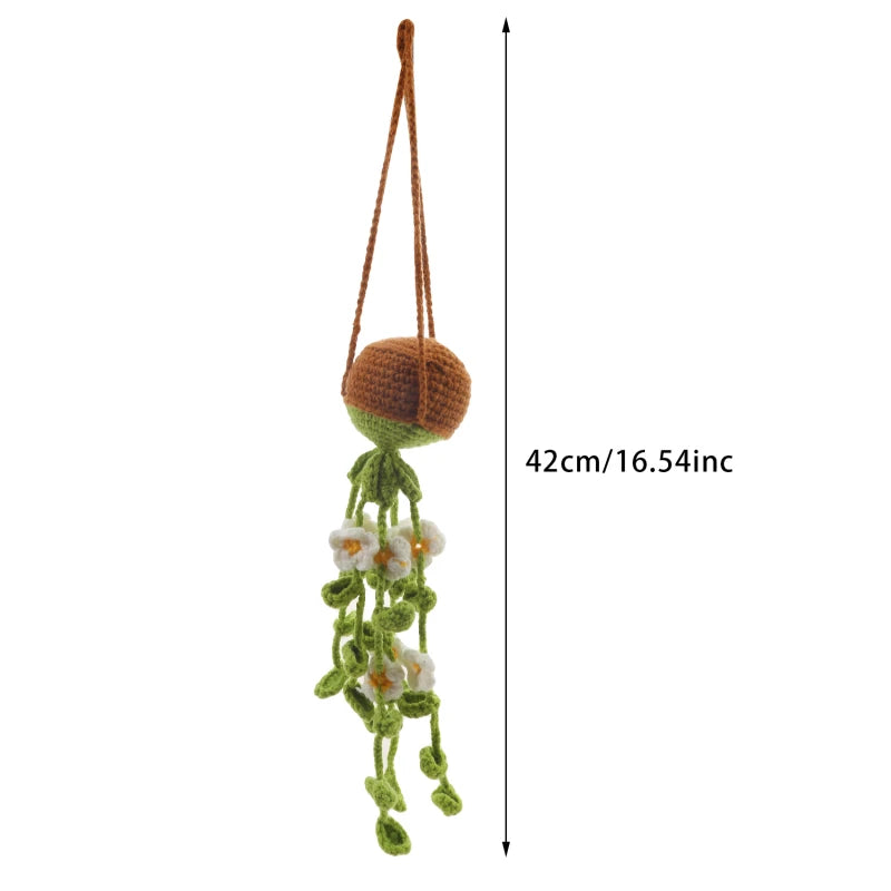 Crochet Plants Vine Hanging Basket Artificial Flowers Handmade Gift For Her Room Home Wall Decor