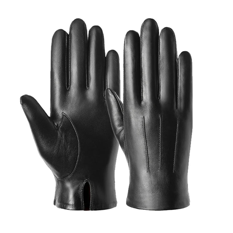 Gloves for Men Genuine Leather Touch Screen Male's Mittens Winter Warm Full Finger