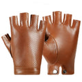 Men Half Finger Driving Gloves for Fitness Breathable Leather Gloves Fingerless Driver Sports Motorcycle