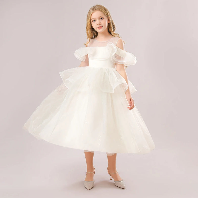 Formal Kids Girls Flower Wedding Dress Children Costume Princess Party Pageant Clothing