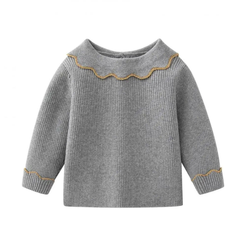 Baby Girls Pullover Sweater for Autumn Winter Kids Elegant Plain All-match Knitted Children Casual Knitwear